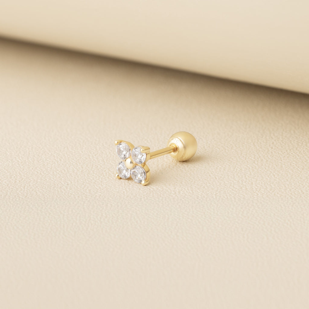 14K (58.5%) SOLID GOLD LILAC FLOWER PIERCING