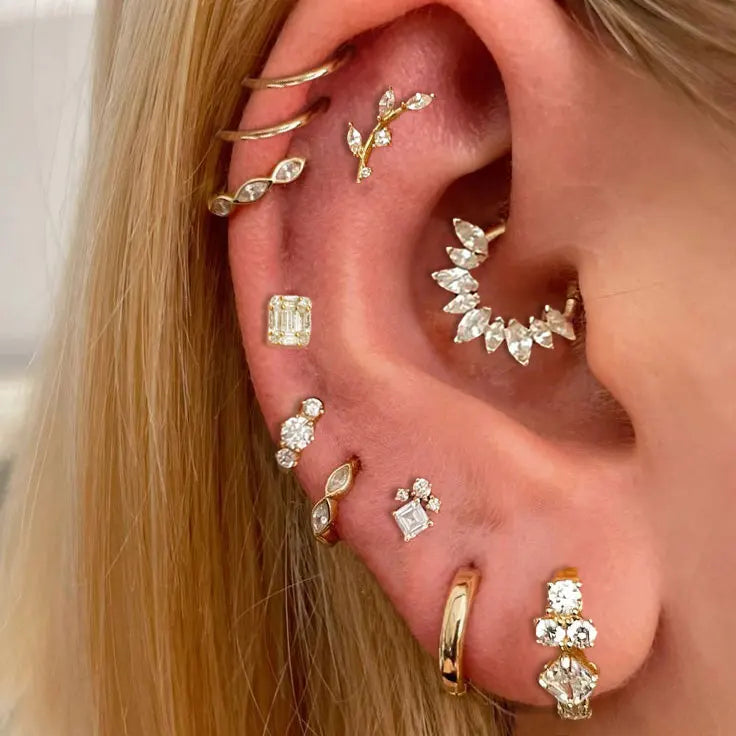 Stainless Steel Hoop Earrings with Zirconia Crystals