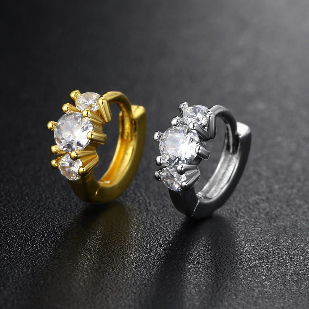 Stainless Steel Hoop Earrings with Zirconia Crystals