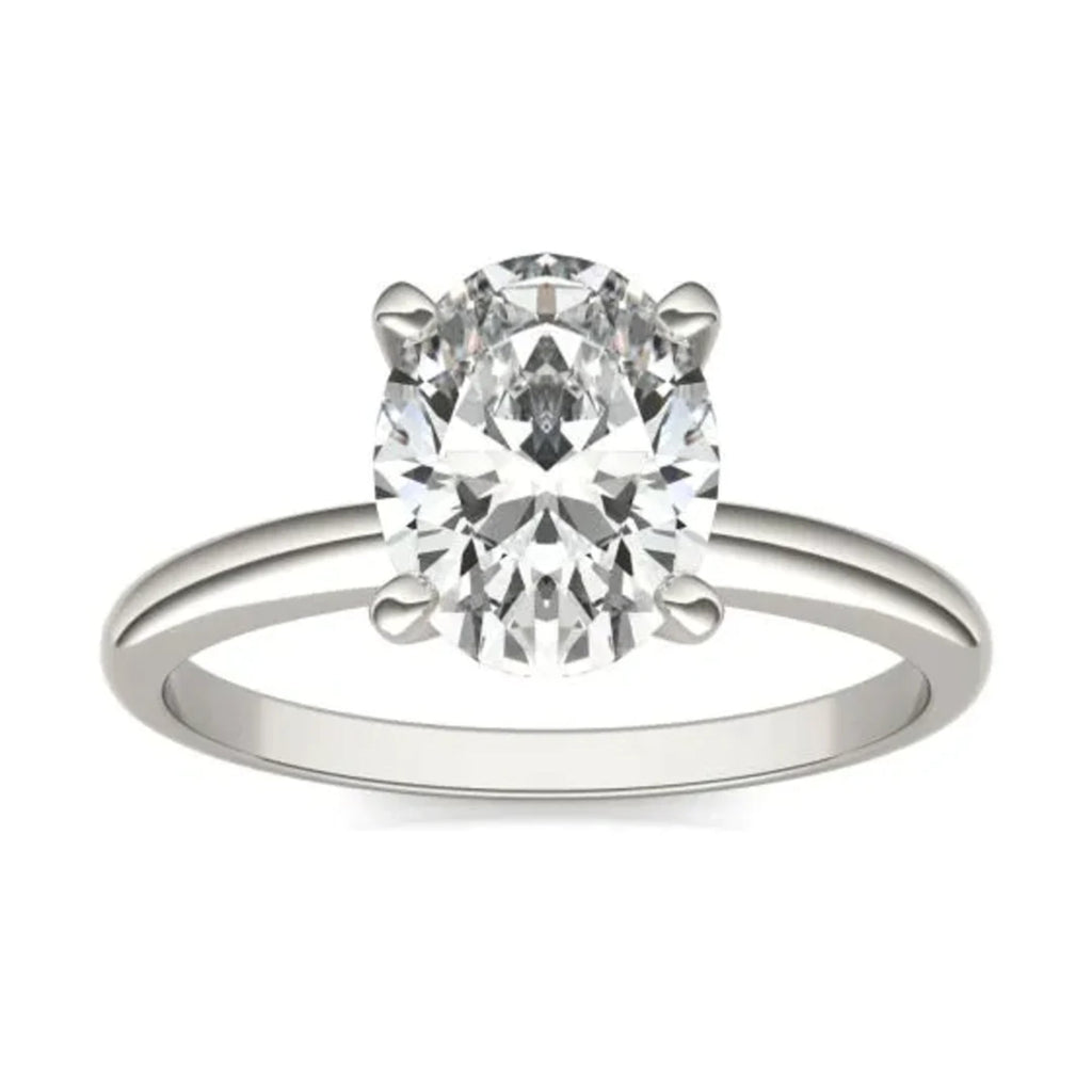 2.00 CT Oval Lab Grown Diamond Engagement Ring - 14K White Gold