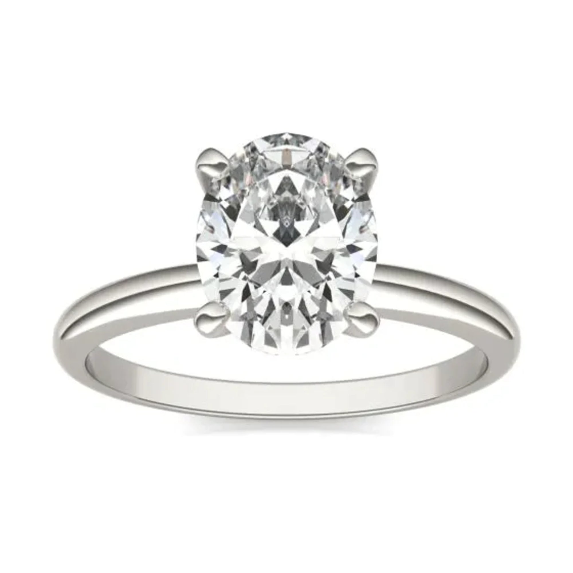 2.00 CT Oval Lab Grown Diamond Engagement Ring - 14K White Gold