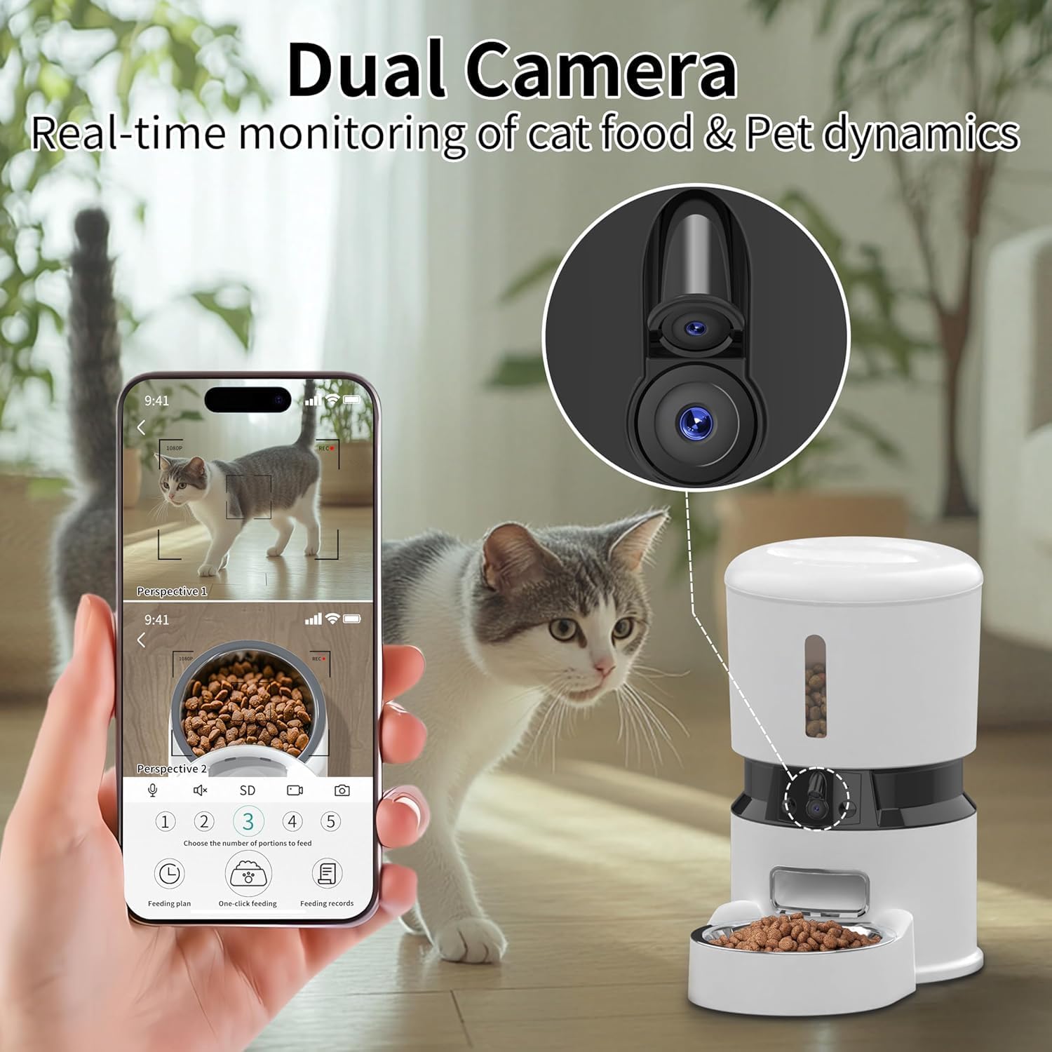 Smart Automatic Pet Feeder 4L-With camera & WifFi Control
